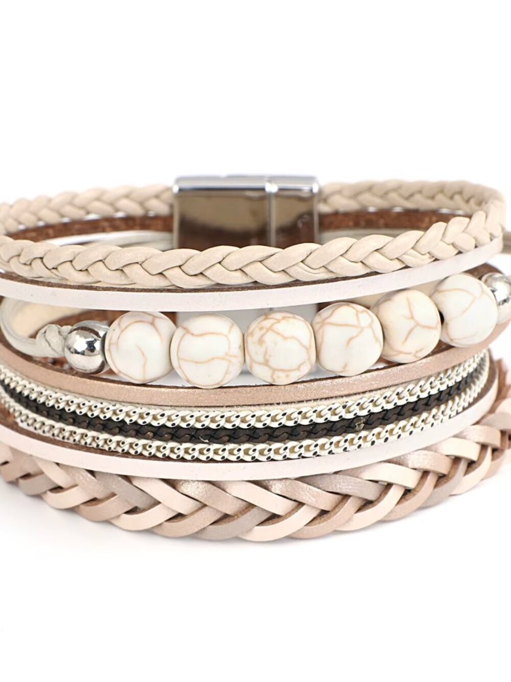 Neutral Braided Leather Multi-Strand Bracelet - NWT